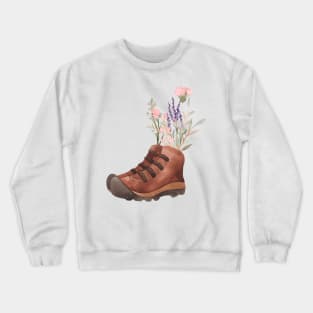 Wildflowers with hiking boots Crewneck Sweatshirt